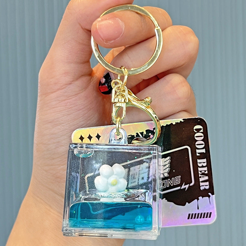 Wholesale Creative Flower Quicksand Bottle Acrylic Pendant Keychains